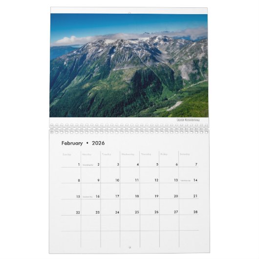 Calendrier Alaska Landscapes (Feb 2026)