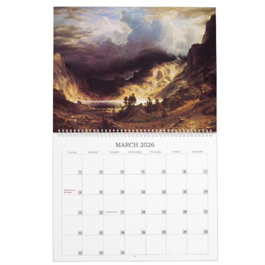 Calendrier Albert Bierstadt Paysage (Mar 2026)
