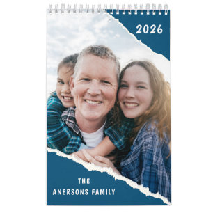Calendrier Album photo personnalisé famille bleu et blanc 202