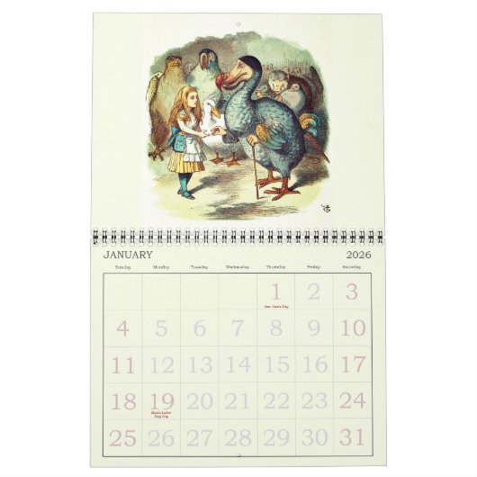 Calendrier Alice au pays des merveilles classiques Illustrati (Jan 2026)
