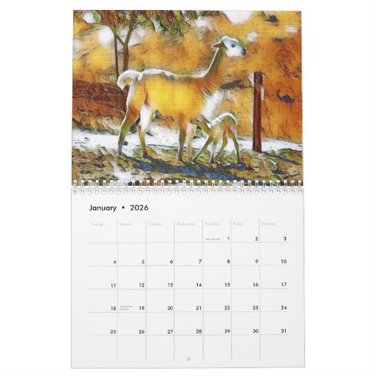 Calendrier Alpaca 2022 (Jan 2026)