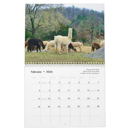 Calendrier Alpaca 2023 (Feb 2026)