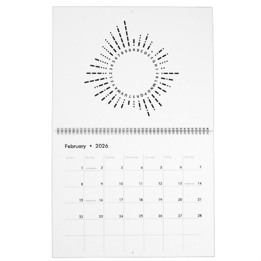 Calendrier Alphabet Code Morse (Feb 2026)