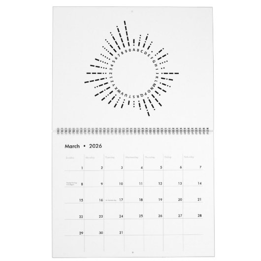 Calendrier Alphabet Code Morse (Mar 2026)