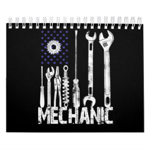 Calendrier Amateurs mécaniques Mechanic USA Flag