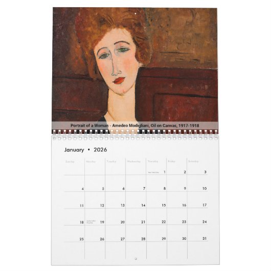 Calendrier Amedeo Modigliani (Jan 2026)