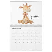 Calendrier Amis animaux pour enfants, aquarelle (Feb 2026)