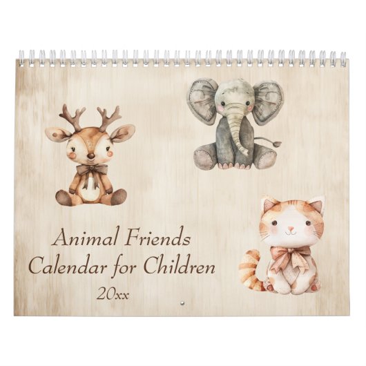 Calendrier Amis animaux pour enfants, aquarelle (Protection)
