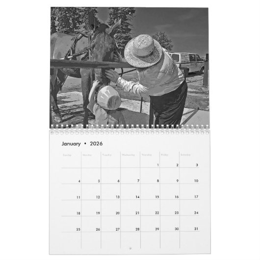 Calendrier Amish B&W (Jan 2026)