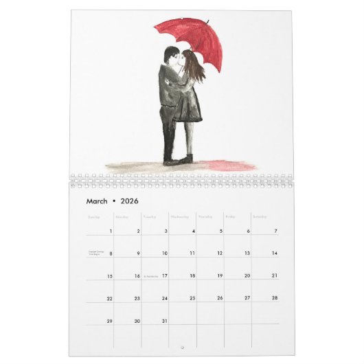 Calendrier Amour couple Mariage Anniversaire mignon Date Nom (Mar 2026)