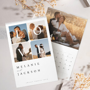 Calendrier Amour Moderne Élégant Couple Mariage Photo souveni