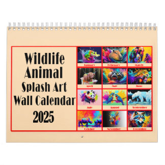 Calendrier Amoureux des animaux de la faune Color Splash Art