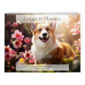 Calendrier Amoureux des chiens Corgis et Fleurs (Protection)