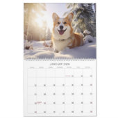 Calendrier Amoureux des chiens Corgis et Fleurs (Jan 2026)