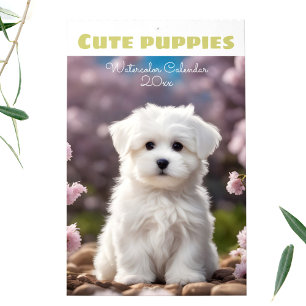 Calendrier Amoureux des chiens Cute Puppies Aquarelle saison