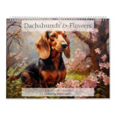 Calendrier Amoureux des chiens de Dachshunds et de Fleurs (Protection)