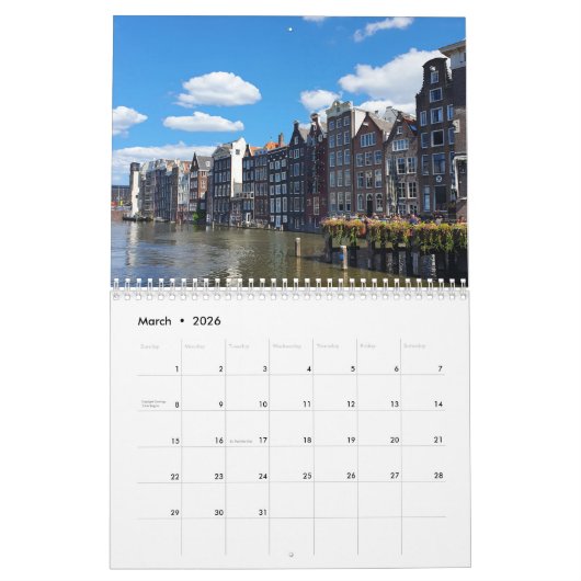 Calendrier Amsterdam 2026 (Mar 2026)
