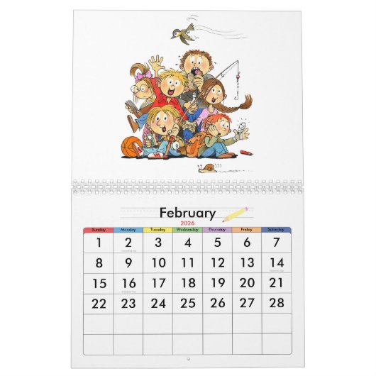 Calendrier amusant pour les enfants - Calendrier p (Feb 2026)