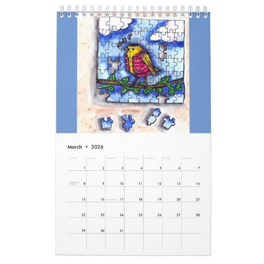 Calendrier Amusement avec les oiseaux (Mar 2026)