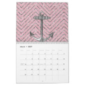 Calendrier Ancre argentée rose Girly de motif de Chevron de (Mar 2027)