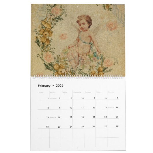 Calendrier Angel Fleurs blanches Ciel bleu (Feb 2026)