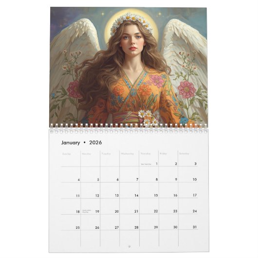 Calendrier Angels & Flowers (Jan 2026)