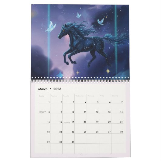 Calendrier Animal Calendar 2026 Fantasy Animal Galaxy Night (Mar 2026)