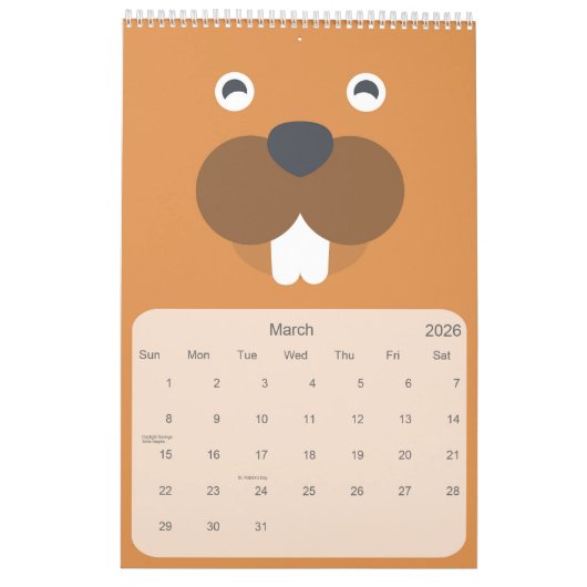 Calendrier animal enfants (Mar 2026)