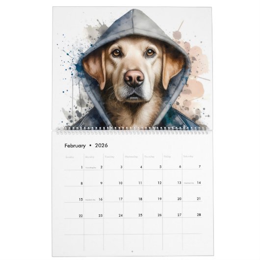 Calendrier Animaux en Sweat - shirt à capuche 12 mois Splatte (Feb 2026)