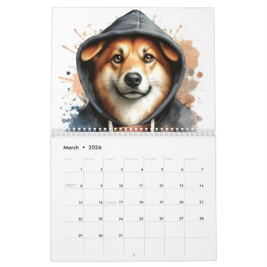 Calendrier Animaux en Sweat - shirt à capuche Splatter Art 20 (Mar 2026)
