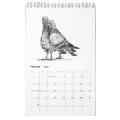 Calendrier Animaux tracés à la main monochrome (Feb 2027)
