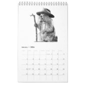 Calendrier Animaux tracés à la main monochrome (Jan 2026)
