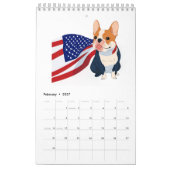 Calendrier Anime French Bulldog avec drapeau américain (Feb 2027)
