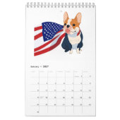 Calendrier Anime French Bulldog avec drapeau américain (Jan 2027)