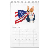 Calendrier Anime French Bulldog avec drapeau américain (Feb 2026)