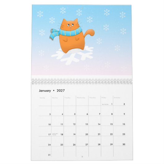 Calendrier Année de chat de gentillesse (Jan 2027)