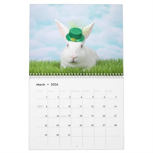 Calendrier Année des lapins albinos (Mar 2026)