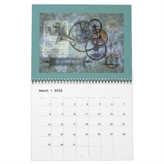 Calendrier Année en cours de sérénade d'imaginaire de (Mar 2026)