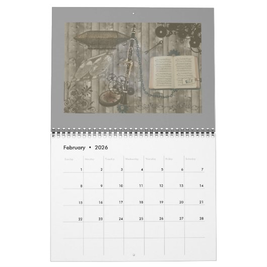 Calendrier Année en cours de sérénade d'imaginaire de (Feb 2026)