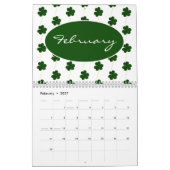 Calendrier Année personnalisée 2024 Irlandais Shamrock Motif (Feb 2027)