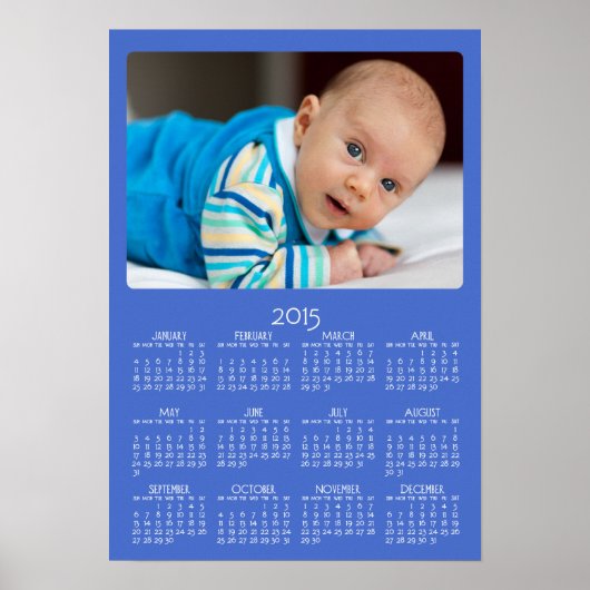 Calendrier annuel 2015 Affiche bleue personnalisée (Devant)