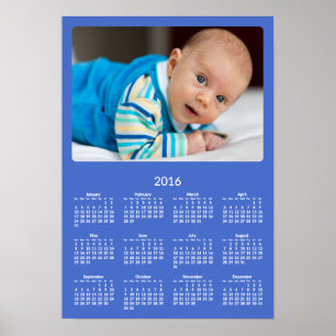 Calendrier annuel 2016 Poster Bleu Personnalisé