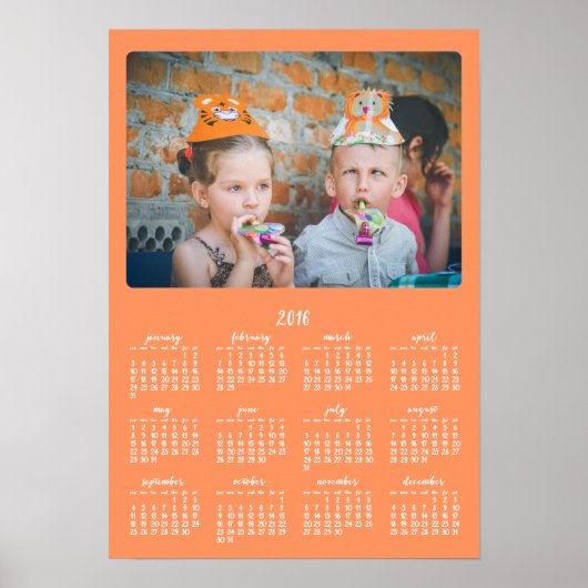 Calendrier annuel 2016 Poster personnalisé Orange (Devant)