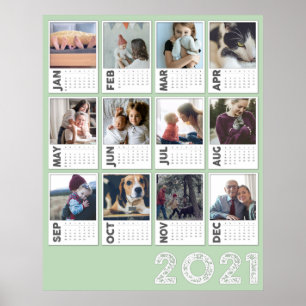 Calendrier annuel 2021 Affiche de collage photo mo