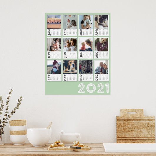 Calendrier annuel 2021 Affiche de collage photo mo (Cuisine)