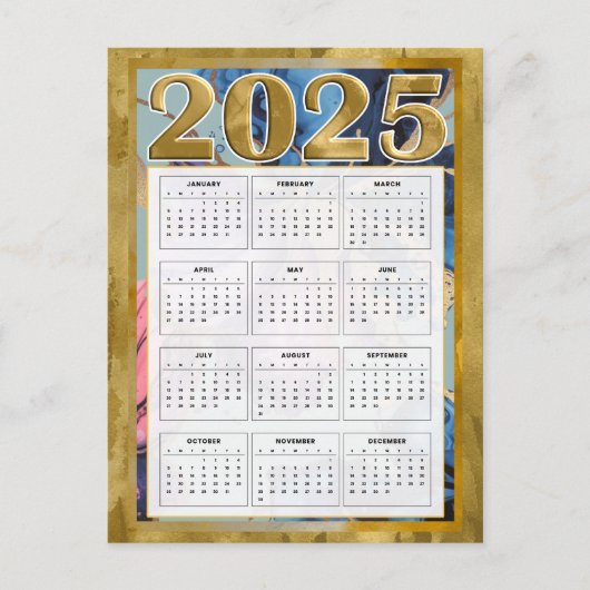 Calendrier annuel 2025 Carte de vœux pour la nouve (Devant)