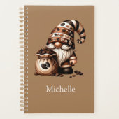 Calendrier annuel avec nom et gnome de café marron (Devant)