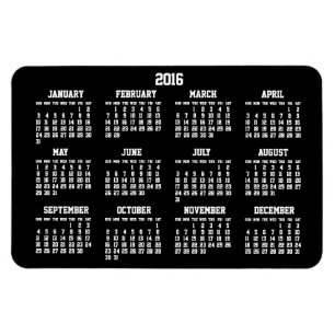 Calendrier annuel noir 2016 grands Magnets flexibl