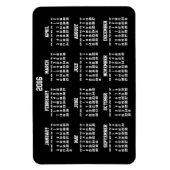 Calendrier annuel noir 2016 grands Magnets flexibl (Vertical)