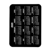Calendrier annuel noir 2020 petits Magnets flexibl (Vertical)